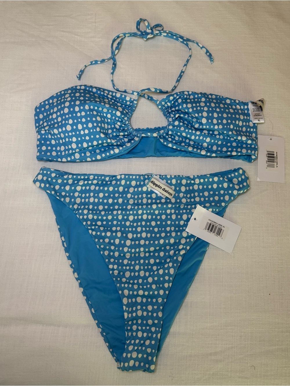 NTW RARE PATTERN Dippin Daisys High Waisted Cheeky String Bandeau Top Bikini Set